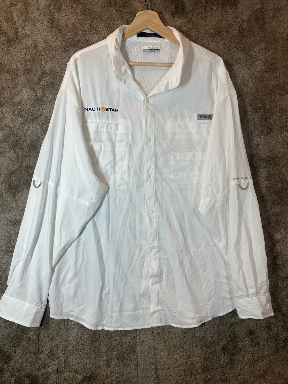 Columbia PFG Tamiami II Long Sleeve Shirt Button Down White XL Extra Large Men's
